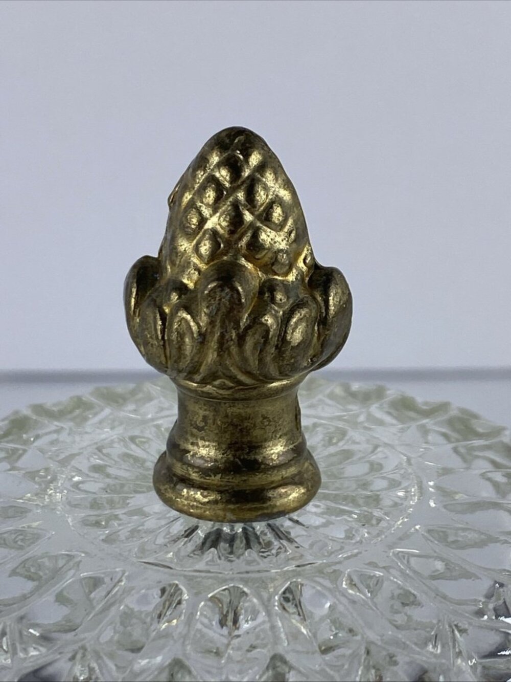 VTG Indiana Glass Mount Vernon Trinket / Candy Dish Dome Lid Brass Acorn Finial - Picture 2 of 13